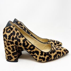 SAM EDELMAN KASSIDY BROWN BLACK LEOPARD BLOCK HEEL SHOES WOMENS SZ 9